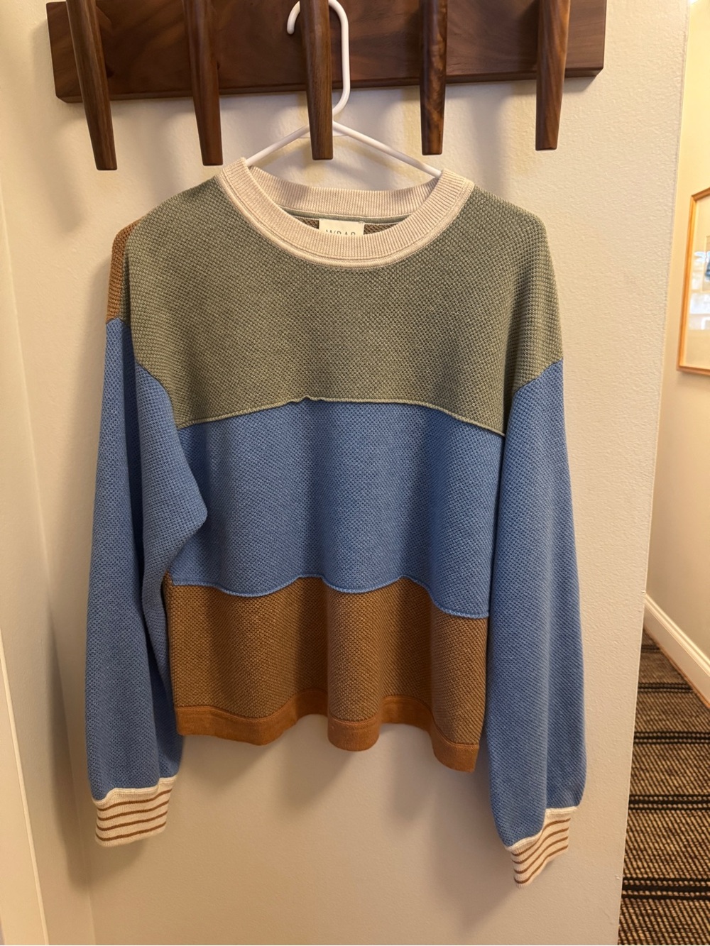 Wrap London Organic Cotton Pique knit sweater, size 8, in cobalt apricot